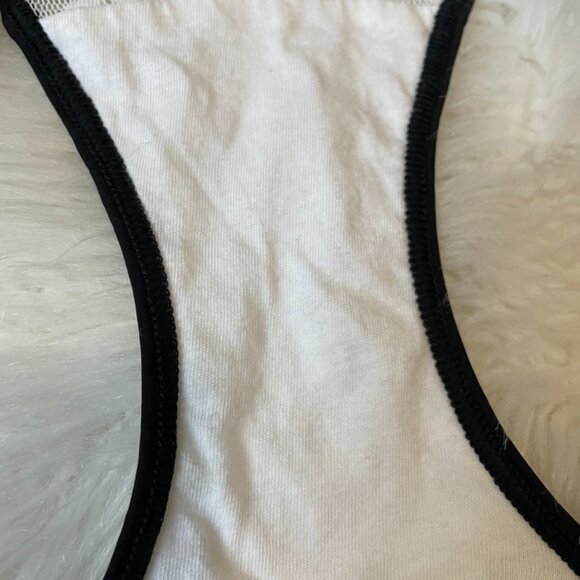 Victoria's Secret HipHugger White Chevron print black Piping trim Sheer Large - Picture 8 of 16